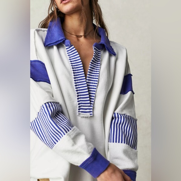 Free People Clean Prep Polo Top - Picture 3 of 7